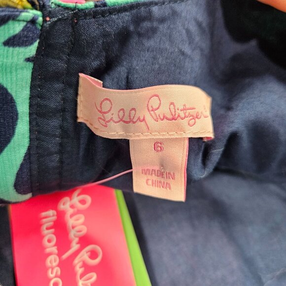 Lilly Pulitzer Dress Womens 6 Navy Delia Shift Fountain Hopping Engineered NEW - Picture 3 of 11